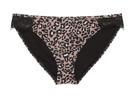 Eco Leopard Lace Trim Bikini Brief Discount