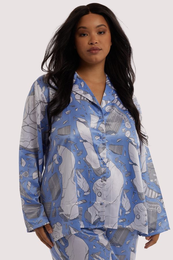 Logan Spector Recycled Blue Statues Long Sleeve Top Online Sale