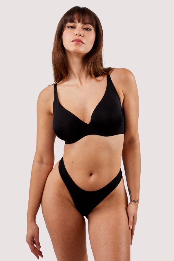 Second Skin Black Recycled Plunge Bra Online Sale