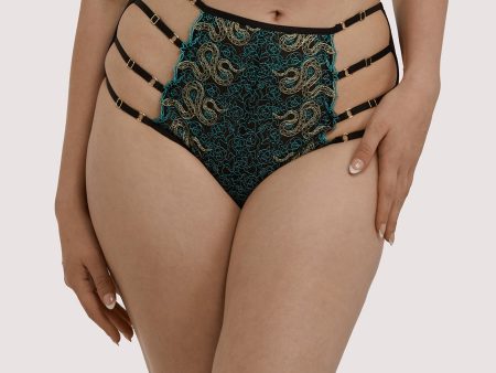 Dakota Green & Gold Snake High Waist Brief Online now