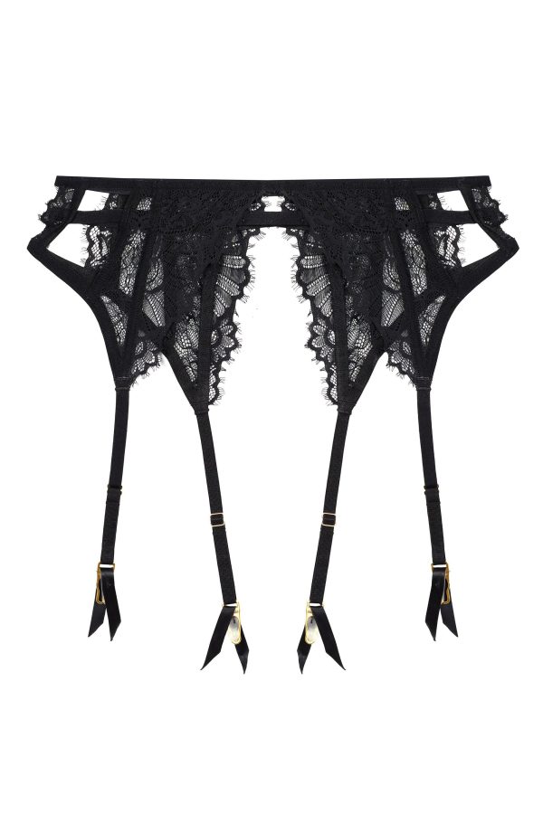 Fleur Black Caged Lace Suspender Online Sale