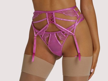 Azma Pink Lace Caged Suspender Online Sale